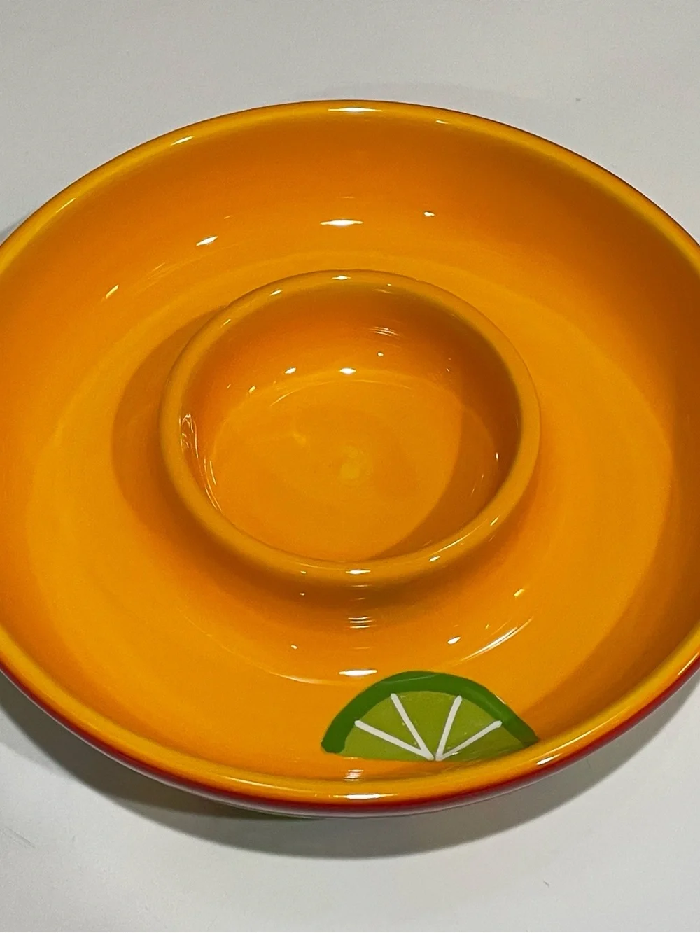 Crate & Barrel Mambo Margarita Glass Salter Orange Stripes 7” NWT New Ceramic